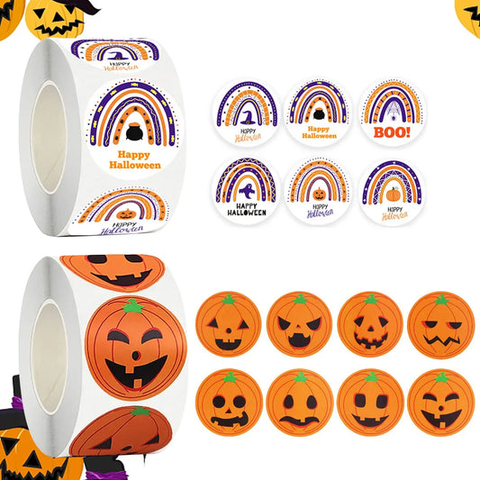 sengpan 500pcs Halloween Pumpkin Sticker Packaging Sealing Label Sticker 1inch Gift Stickers DIY Labels Horror Creation Party Decoration