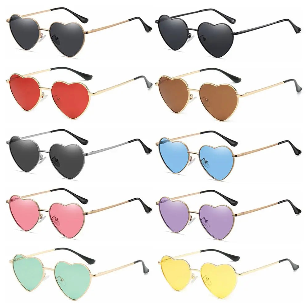 sengpan Heart-Shaped Sunglasses Heart Sun Glasses Shades Vintage 90s Glasses UV400 Protection Metal Frame Sunglasses Fancy Accessories