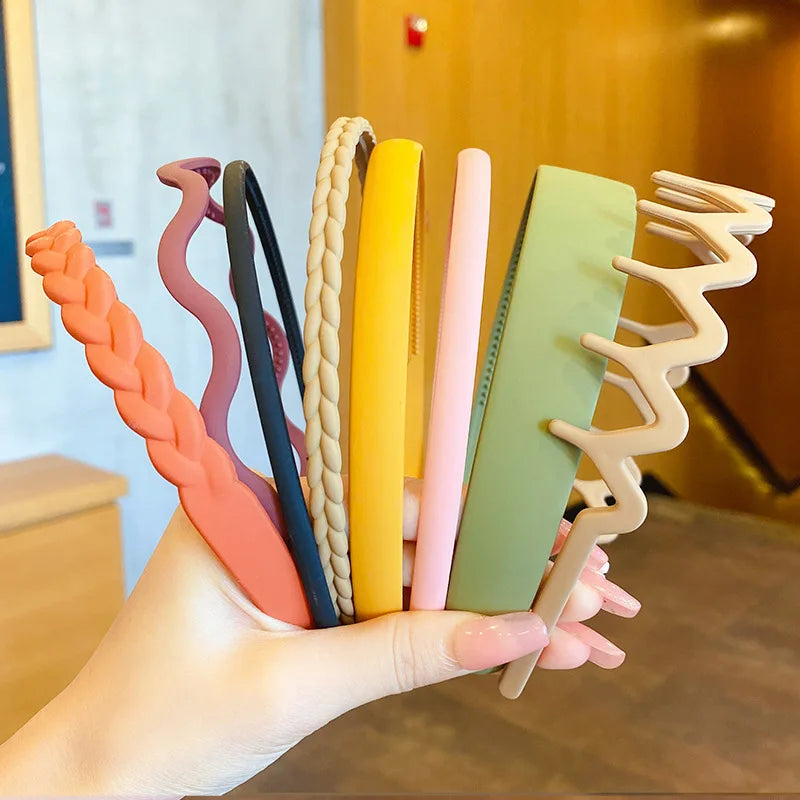 sengpan 8PCS Set Fashion Hair Bands for Women Men Colorful Non-slip Headband Wave Resin Simple Hairband Girl Hair Accessories Headwear