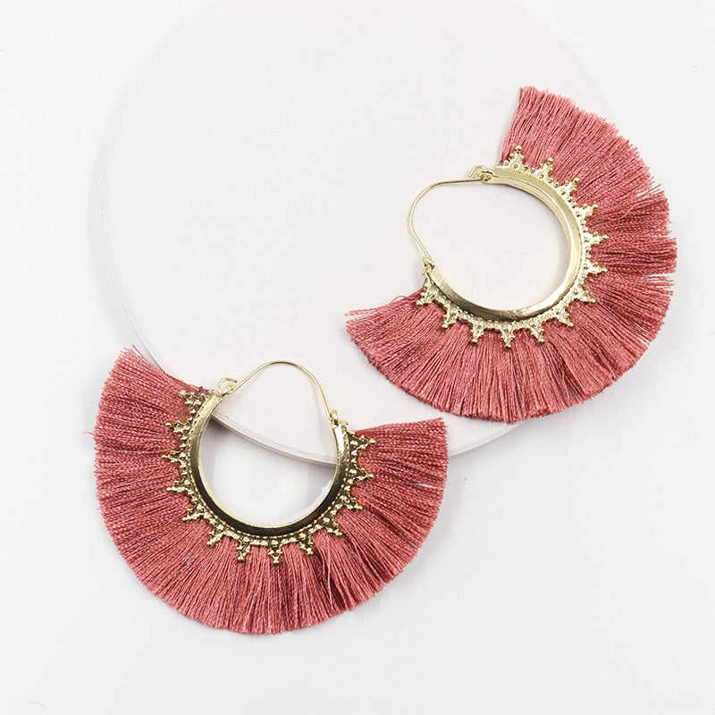 sengpan Round Tassel Earrings for Women Jewelry Drop Dangle Earrings Pendientes Mujer Moda Brincos Party Wedding Statement Earrings