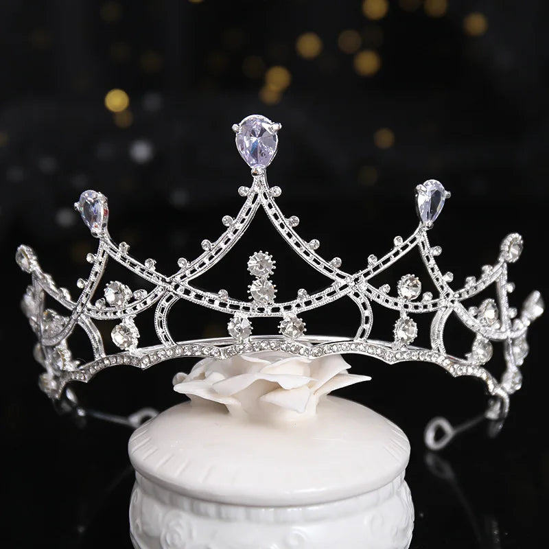 Lianfudai Elegant Luxury Girls Crystal Bridal Tiara Crown Birthday Party New Fashion Bride Queen Headbands Hair Jewelry Accessories