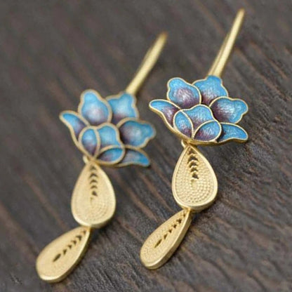 sengpan New Lotus Silver Color Earrings Elf Jewelry Fashion Floral Design Ladies Pendant Earrings Gift