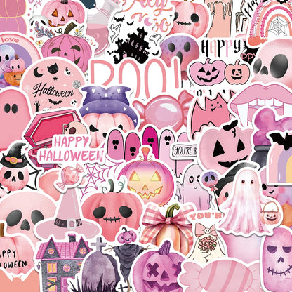 sengpan 50pcs Halloween stickers Cartoon pink decorated suitcase skateboard guitar helmet DIY waterproof sticker