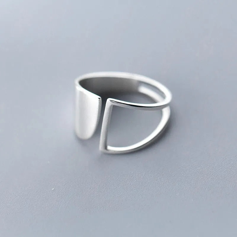 sengpan Silver Simple Punk Hollow Rings For Women Geometric Fashion Open Adjustable Handmade Party Jewelry Gift Allergy