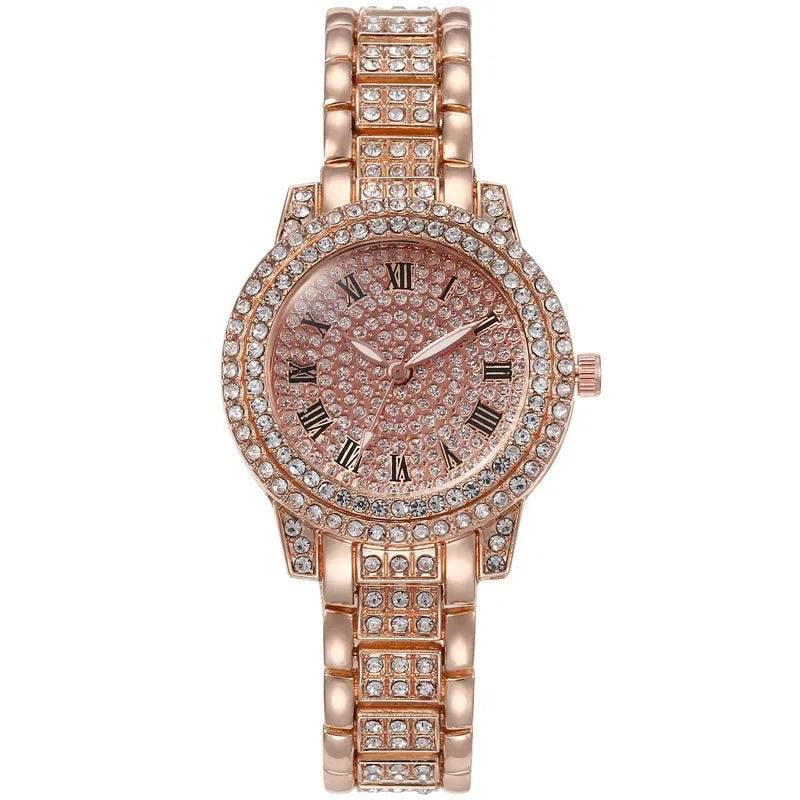 Lianfudai Top NEW Luxury Full Diamond Watch for Women Elegant Brand Quartz Steel Watches Ladies Zircon Crystal Fashion Wristwatch Clock