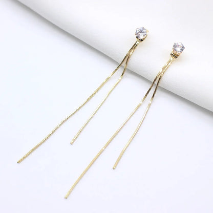 Lianfudai 2024 Korean Long Statement Geometric Triangle Tassel Dangle Drop Earrings For Women Earrings Fashion Jewelry Oorbellen Brincos