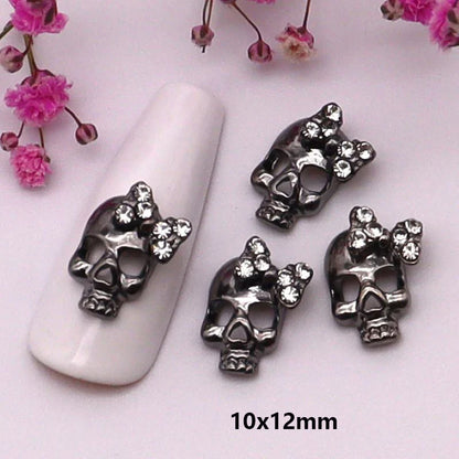 sengpan 10pcs/Pack Metal Halloween Collection Nail Art Decorations Pumpkin Skeleton Spider Skull Shiny Rhinestone Charm Nail Accessories