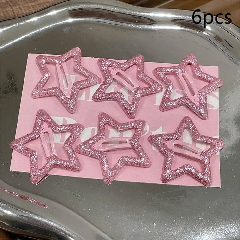 Dospita 6/10pcs Y2K Fine Sparkling Star Hair Clip for Women Metal Snap Clip Bangs Side Hairpins Girls Sweet Bobby Pin Hair Accessories