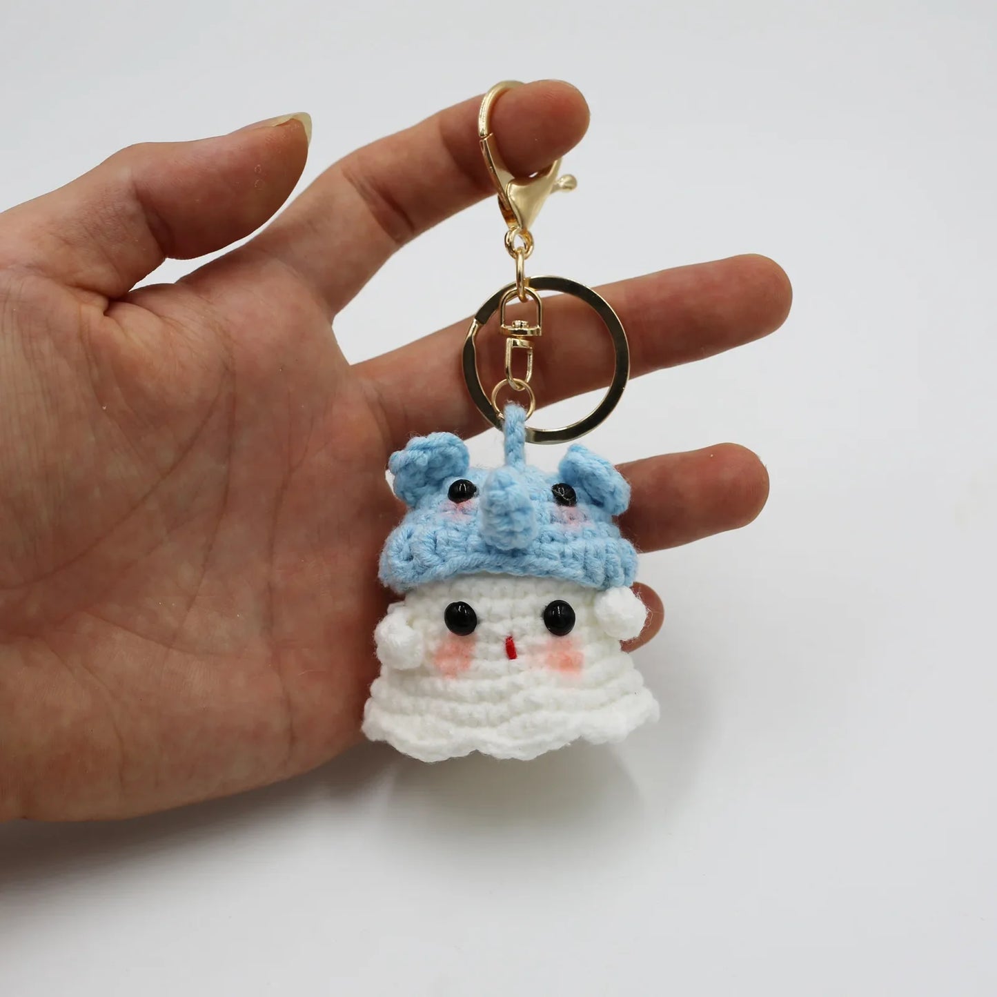 sengpan Creative Knitting Ghost Keychain Pendant Halloween Home Decoration Funny Handmade Crochet Ghost Doll Ornament Christmas Gifts