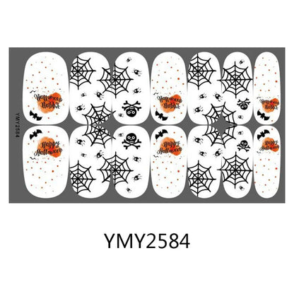 sengpan Baking Free Halloween Nail Stickers Full Sticker Fashion Nail Art Jewelry  Pumpkin Ghost Wholesale Applique Nail Sticker