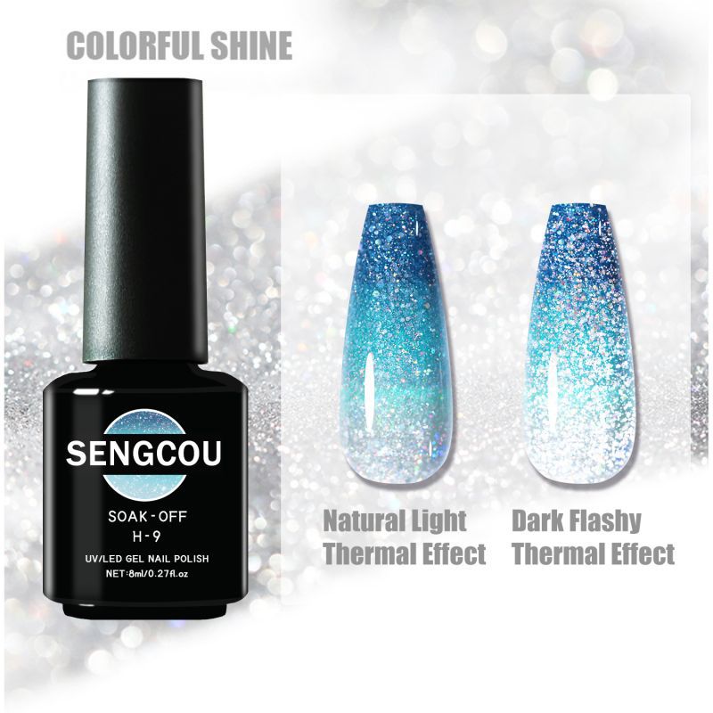 sengpan 7.3ml Thermal Gel Polish More Colors Temperature Color Changing Glitter UV Gel Varnish Soak Off UV LED Gel Lacquers Nail Polish