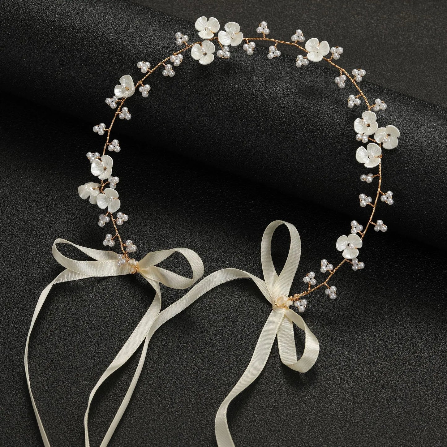 Lianfudai Elegant Women Hair Accessories Bridal Headband Crystal Pearl Hairband Head Ornament Ladies New Hair Jewelry For Wedding