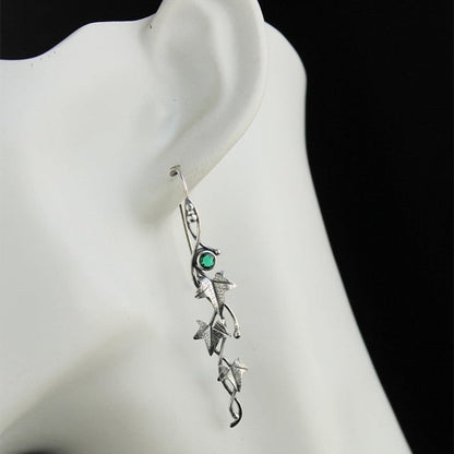 sengpan Silver color earrings Ivy Elven earrings Botanical jewelry Plant earrings Leaf design