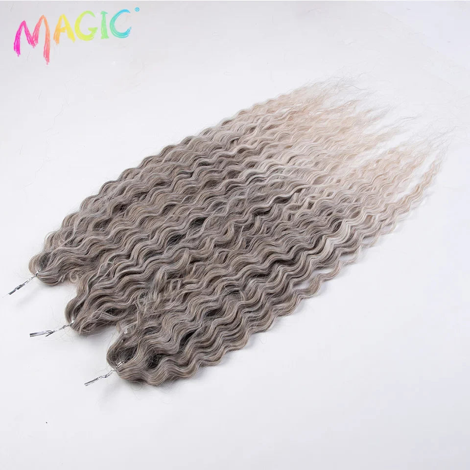 sengpan  Synthetic Hair Water Wave 24Inch Braid Hair Twist Crochet Hair Ombre Blonde Pink Deep Wave Braiding Hair Extension Cosplay