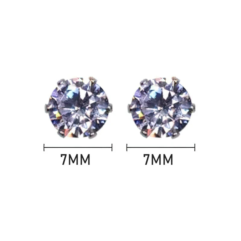 sengpan Magnetic Earrings Men Women Magnet Ear Clips Ear Stud White Crystal Stone Studs Earring Clip No Ear Hole No Piercing Jewelry