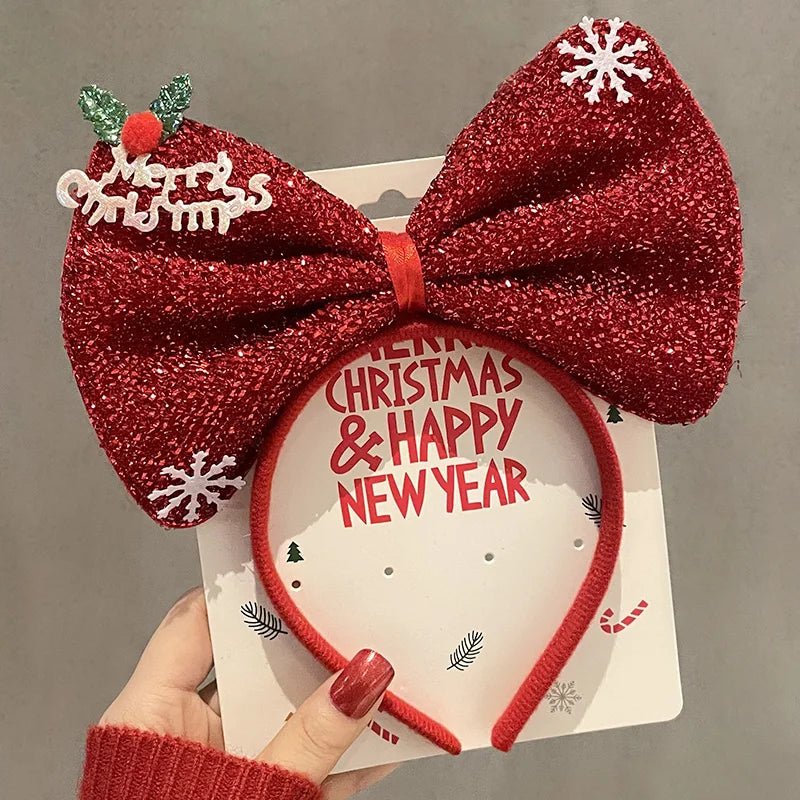 sengpan Christmas Bow Tie Hair Band Cartoon Hair Clip Merry Christmas Holiday Party Headband Gifts Children's Cosplay Hair Accessories