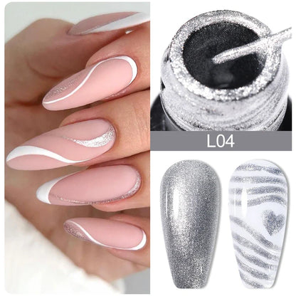 sengpan Super-Bright Metallic Painting Liner Gel Polish Silver Gold Mirror Gel Nail Polish Semi Permanent UV Nail Art Vernis