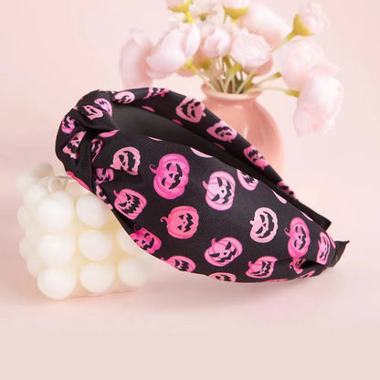 Lianfudai New Halloween Print Women's Headbands Ghost Spider Web Personality Pumpkin Grimace Holiday Decoration Fashion Hair Accessories