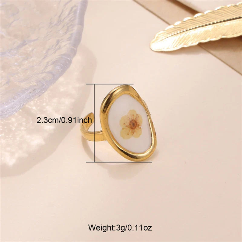 sengpan Ins Retro Women's Fashion Jewelry Eternal Flower Series Stainless Steel Ring Love Accessories Open Ring