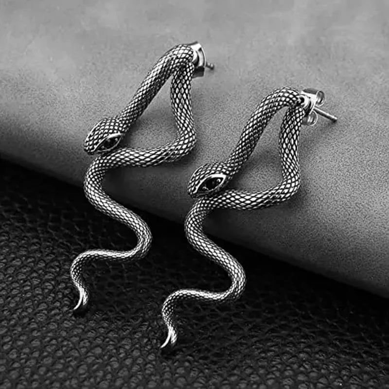 sengpan New Snake Shaped Earrings Detachable Animal Earrings Trendy Personalized Metal Long Snake Earrings Suitable Women Jewelry Gifts