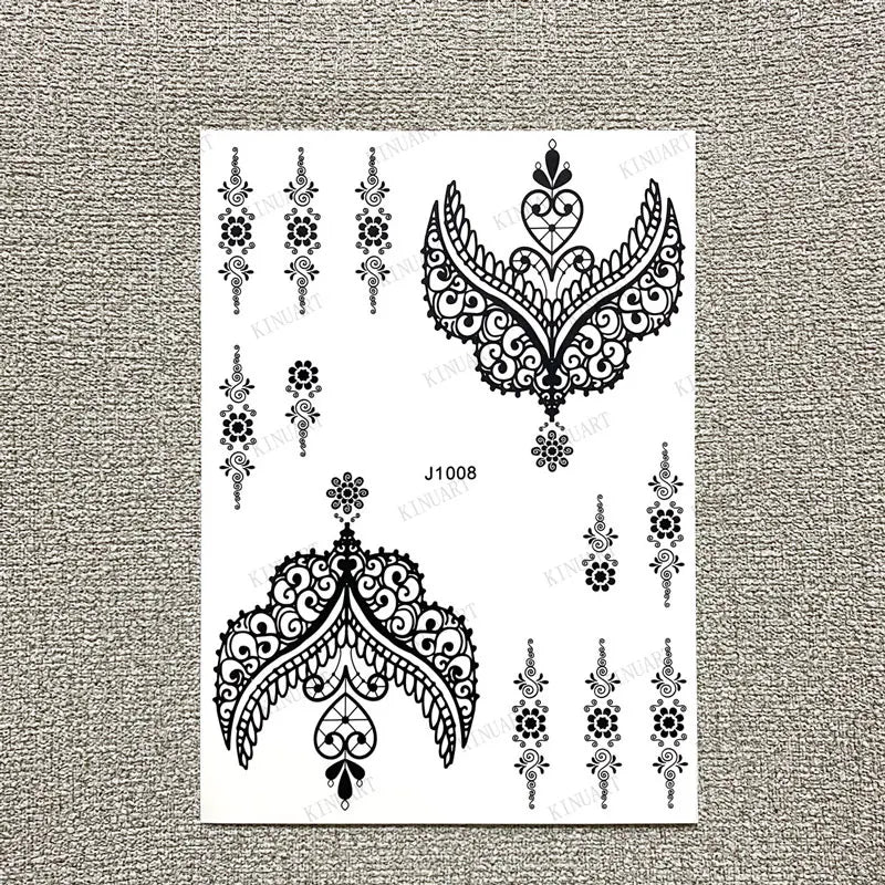 sengpan Black Henna Tattoo Stickers for Hands Temporary Tattoos Body Lace Tatoo Temporari Waterproof Fake Tattoo for Women Hena Tatoo