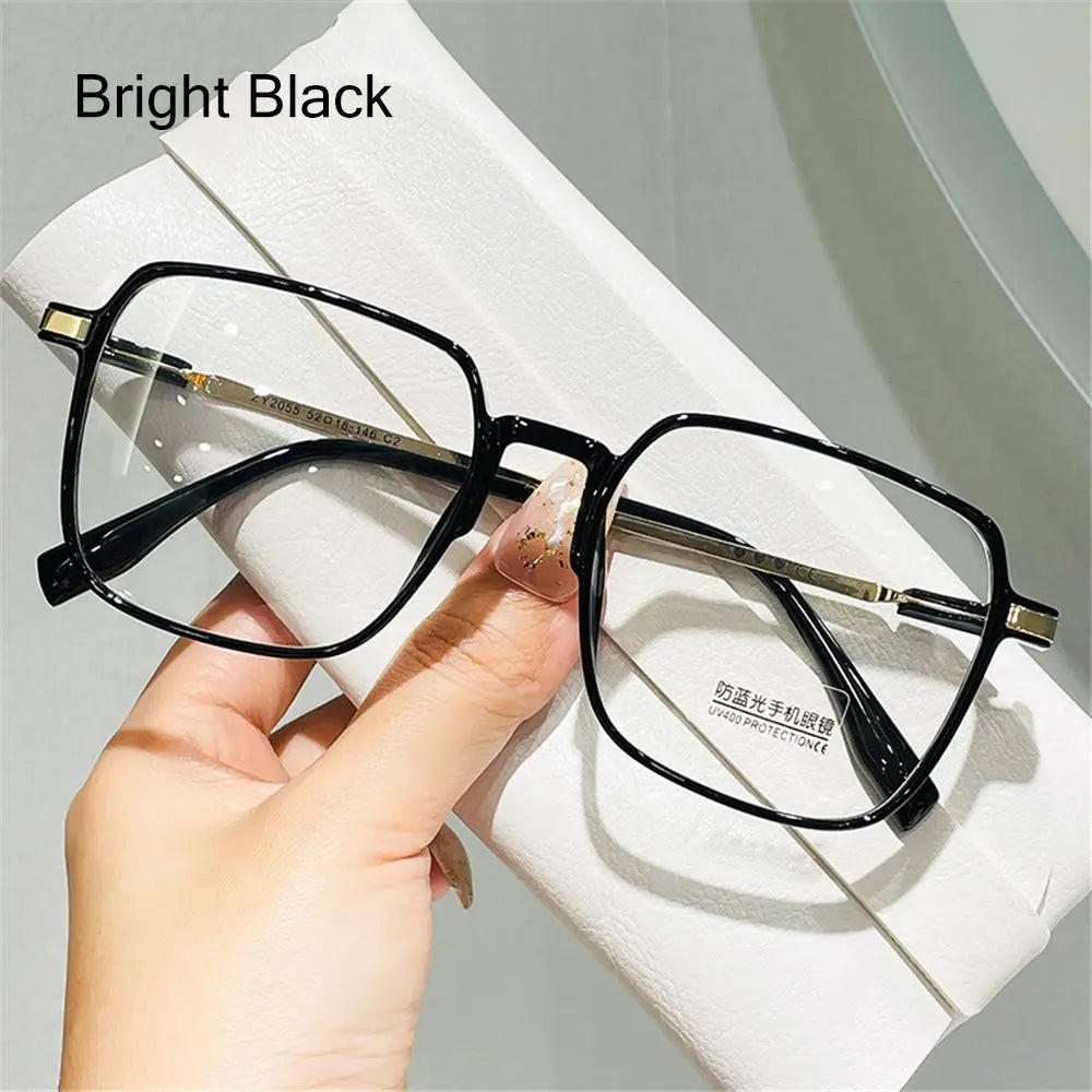 Lianfudai NEW Double Bridge Square Anti-blue Light Glasses Women Men Vintage Transparent Computer Glasses Oversize Frame Eyeglasses 1PC