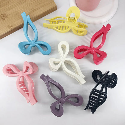 sengpan Simple Sense Three-Dimensional Line Bright lacquer Bow Large Hair Claw Acrylic Shark Clip For Woman Hair Accessories