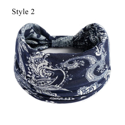 sengpan Boho Knot Turbans Yoga Elastic Head Wrap Women Headband Wide Hairbands Headwear Floral Bandanas Fashion Hair Band Accessories