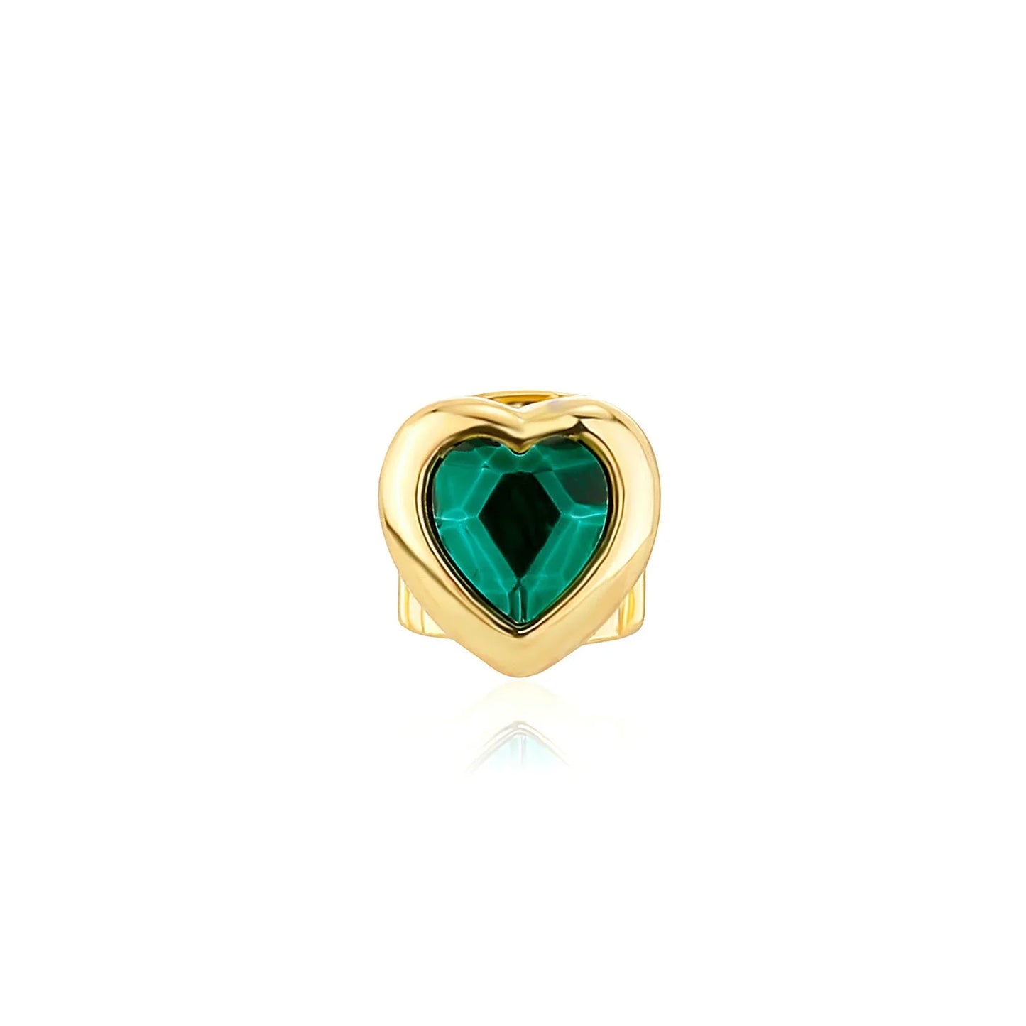 sengpan  Hip Hop Single Green Zircon Heart Teeth Grillz 14K Gold Plated Crystal Tooth Caps For Women Men Jewelry Dental Grills