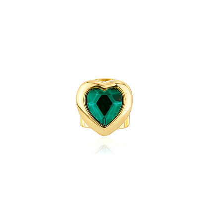 sengpan  Hip Hop Single Green Zircon Heart Teeth Grillz 14K Gold Plated Crystal Tooth Caps For Women Men Jewelry Dental Grills