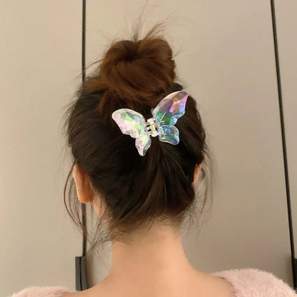 sengpan Butterfly Matte Hair Claw for Women Girls Acrylic Solid Color Sweet Hair Clips Crab Simple Hair Clamps Chic Hair Accessories