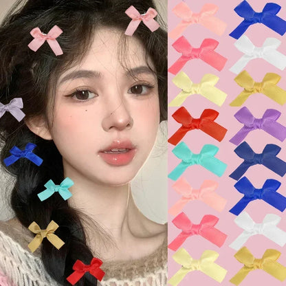 sengpan 8pcs Bowknot Hair Clip Sweet Ballet Ribbon Bow Hairpin Bang Clip Korean Girl Mini Bobby Pin Grab Female Color Ballet Headwear