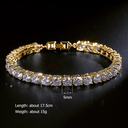 sengpan Tennis Bracelets for Women Shining Gold Color Single Layer CZ Charm Bracelet Statement Wedding Party Jewelry Wholesale