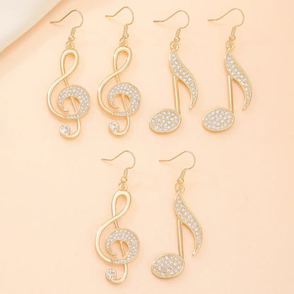 sengpan European And American Elegant Temperament Zircon Note Earrings Cross-border Creative Asymmetrical Fashion Earrings Wholesale