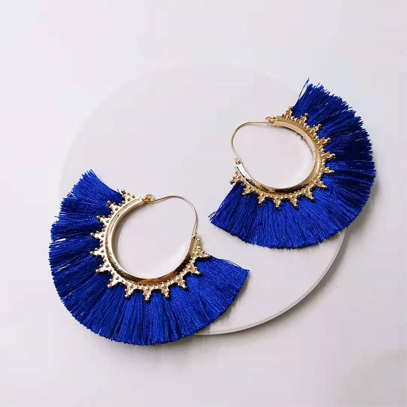 sengpan Round Tassel Earrings for Women Jewelry Drop Dangle Earrings Pendientes Mujer Moda Brincos Party Wedding Statement Earrings