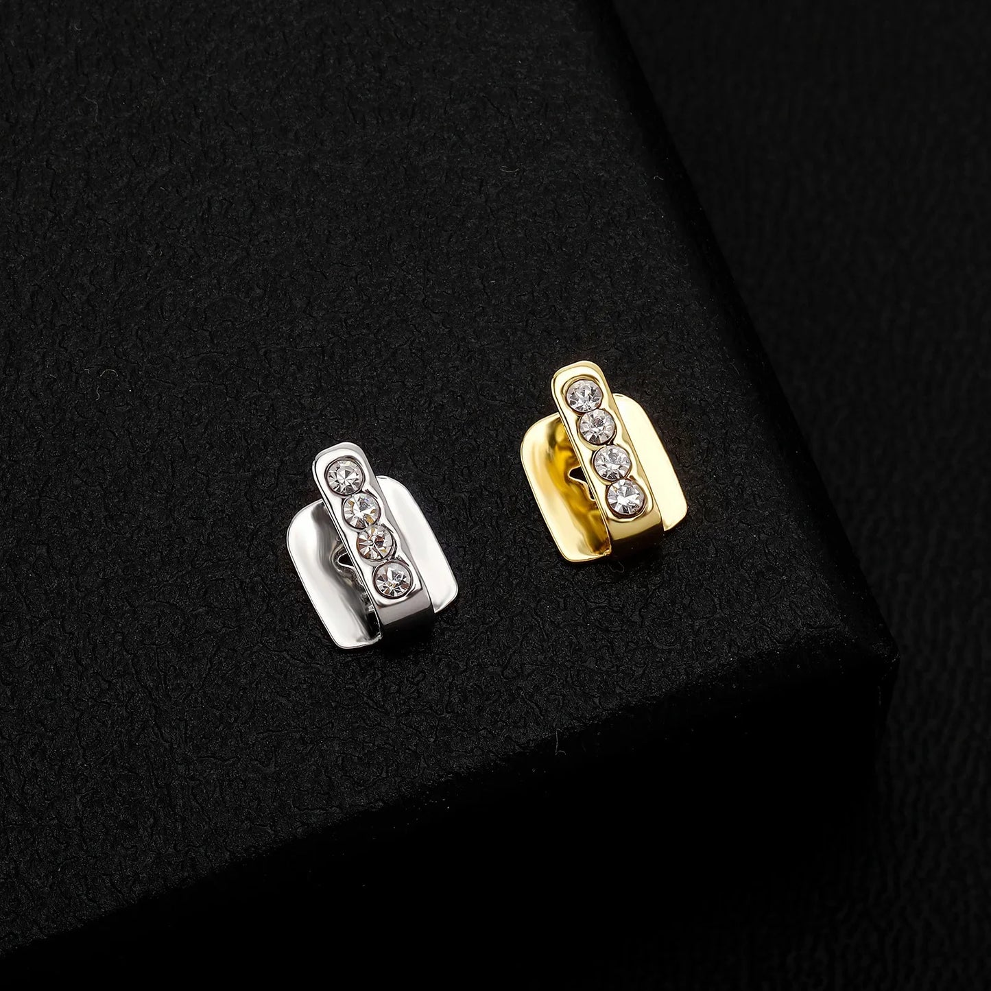 sengpan 2024 Punk Long Stick Vertical Bar 4 Zircon Teeth Grillz Hip Hop CZ Stone Tooth Caps For Women Men Body Jewelry Gift