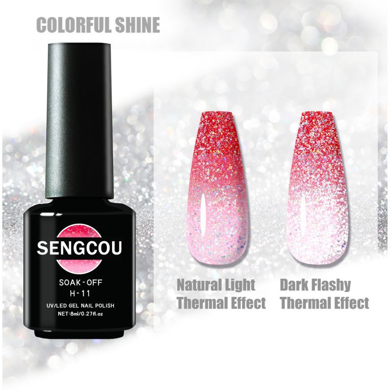 sengpan 7.3ml Thermal Gel Polish More Colors Temperature Color Changing Glitter UV Gel Varnish Soak Off UV LED Gel Lacquers Nail Polish