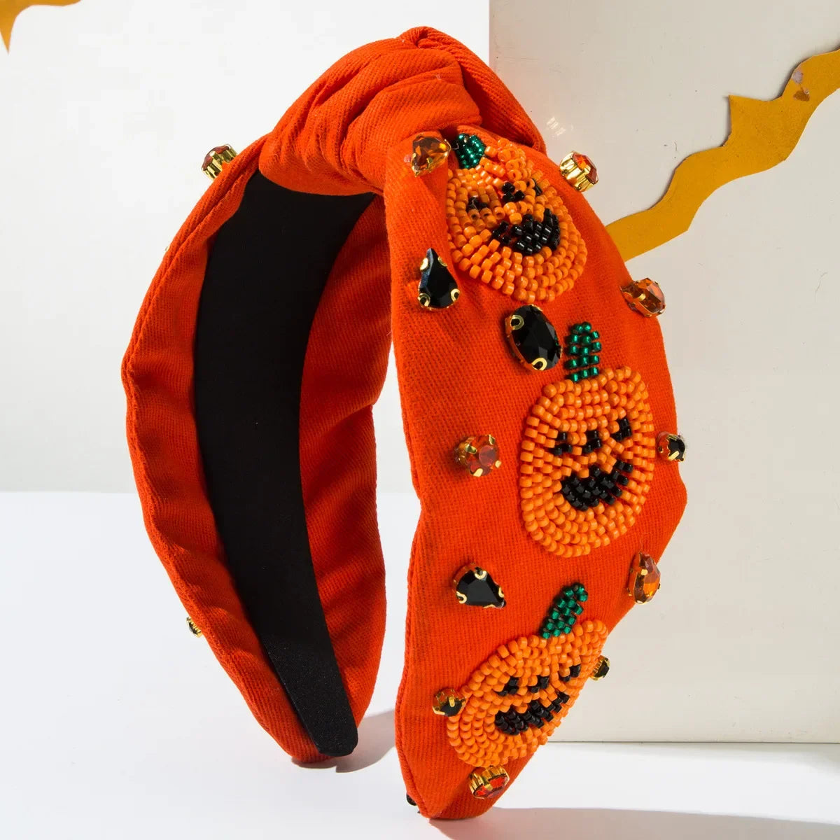 Lianfudai 2024 New Halloween Hand Sewing Bead Pumpkin Ghost Pattern Headband Trend Party Festival Hair Accessories for Women