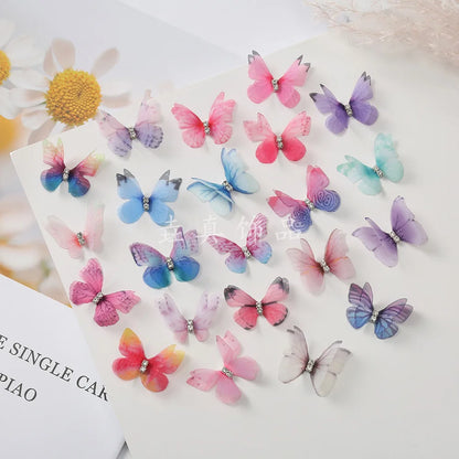 Lianfudai 5PCS New Cute Princess Mesh Double-layer Butterfly Girls Hairpins Children Headwear Lovely Hairgrip Hair Clips Hair Accessories