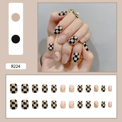 sengpan 24P Cute Childlike Rainbow Nail Art Full Cover Artificial Fake Nails Wearing Reusable False Nails Ballerina Press on Nail Art