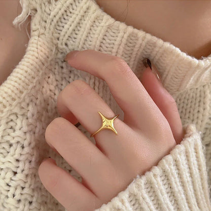 sengpan CLUB 925 Sterling Rings for Women Simple Geometric Handmade Irregular Retro Ring Gold Star Fashion Allergy For Birthday Gift