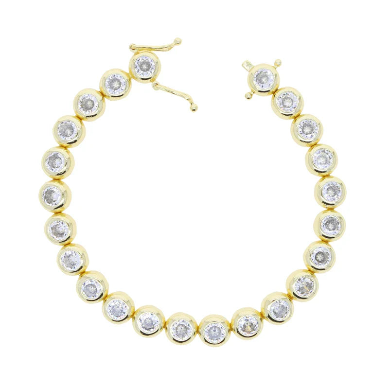 sengpan New Arrived Top Quality Fashion Women Female Jewelry Set Bezel 5A CZ Round Beaded Tennis Chain Bracelet Necklace