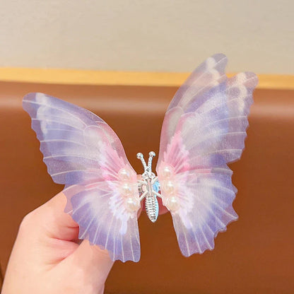 sengpan Shaking Move Wing Top Clip Bangs Kids Clip Shiny Rhinestone Moving Butterfly Children Hairpin Alloy Hair Accessories