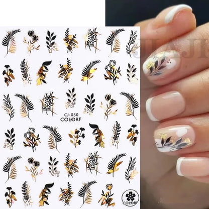 sengpan Simple Flowers 3D Nail Stickers Spring Summer Blossom Floral Tulip Fruit Nail Art Decals Adhesive Sliders Manicure Decorations