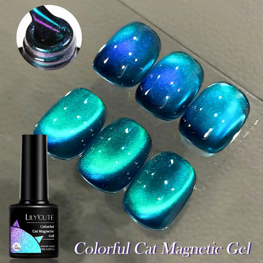 sengpan 7ML Ocean Blue Cat Magnetic Gel Nail Polish Sparkling Glimmer Gel Polish Semi Permanent UV Magnet Gel Varnish Nail Art