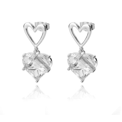 sengpan Vintage Zircon Heart Earrings For Women Stainless Steel Gold Plated Piercing Earring 2023 Trend New Luxury Jewelry aretes mujer