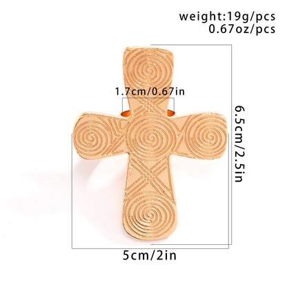 sengpan Exaggerated Sweet Cool Big Heart Cross Rings For Women Unisex Geometric Gold Silver Color Knuckle Joint Ring