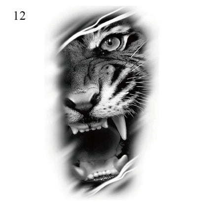 sengpan Large Arm Sleeve Tattoo Lion Tiger Black Waterproof Temporary Tatoo Sticker Wild Wolf Tiger Men Full Skull Totem Fake Tattoos