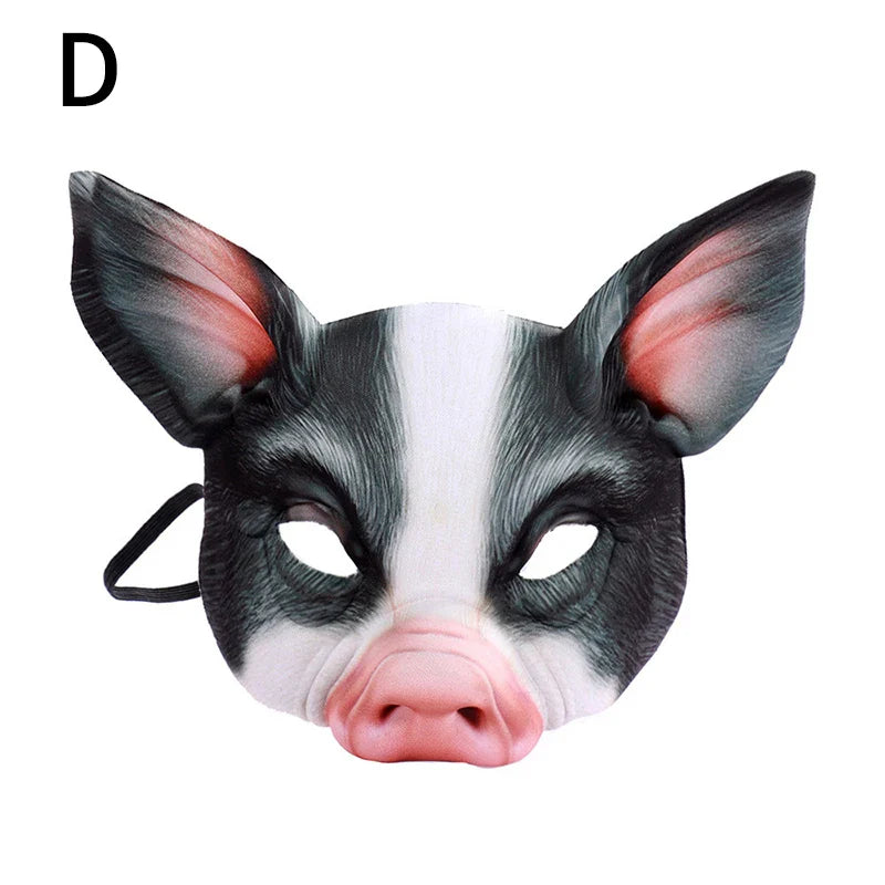 sengpan 3D Tiger Pig Bunny Rabbit Leopard Half Face Mask Creative Funny Animal Halloween Masquerade Party Cosplay Costume Decor