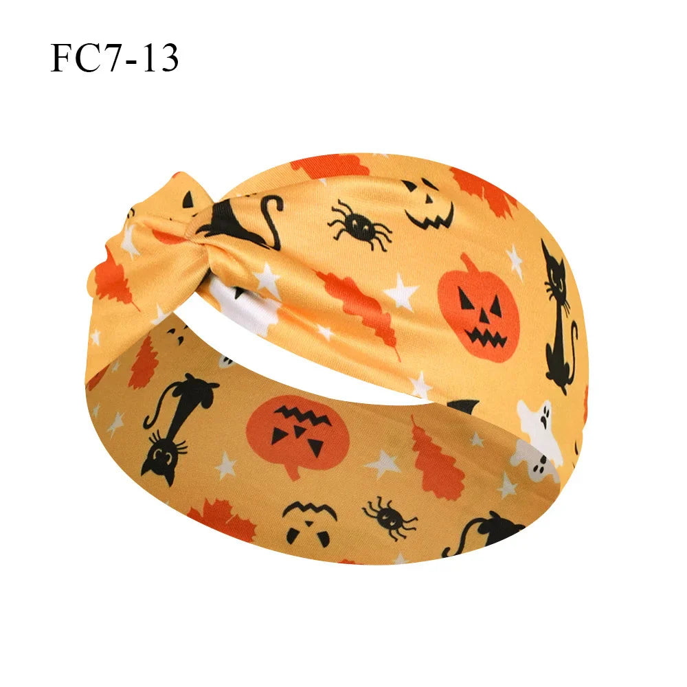 sengpan Halloween Skeleton Turbans Yoga Elastic Head Wrap Women Headband Wide Hairbands Headwear Bandanas Fashion Hair Band YZL05-5